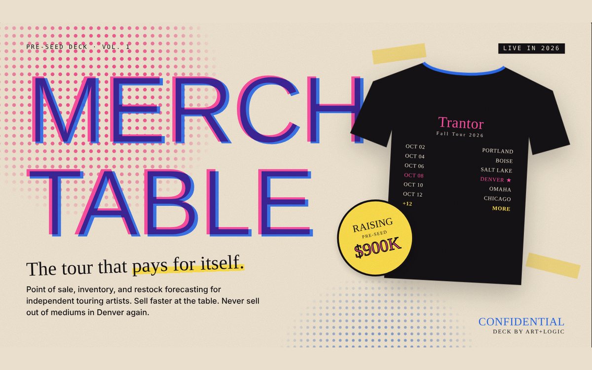 Merch Table pitch deck cover